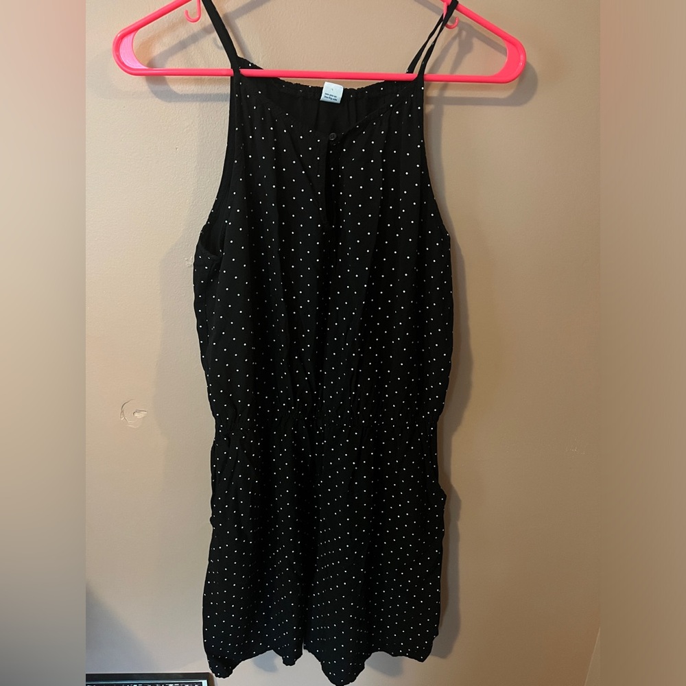 Black polka dot romper